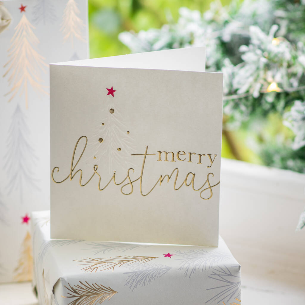 Pack Of Gold Embossed Christmas Cards By The Little Boys Room