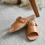 Leather Open Toe Women's Slippers With Buckle, thumbnail 3 of 3