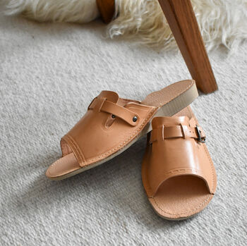 Leather Open Toe Women's Slippers With Buckle, 3 of 3