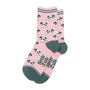 Cows Daisy Flowers Farm Animals Bamboo Ankle Socks Women's Pink, thumbnail 4 of 4