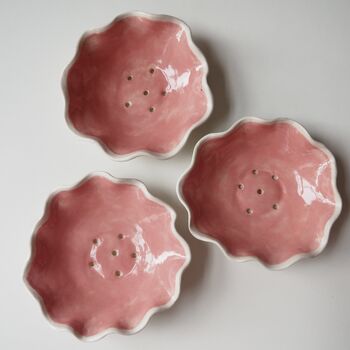 Handmade Pink Ceramic Curvy Soap Dish, 5 of 12