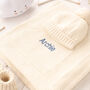 Unisex Cream Star Baby Blanket And Hat Gift Set, thumbnail 1 of 9