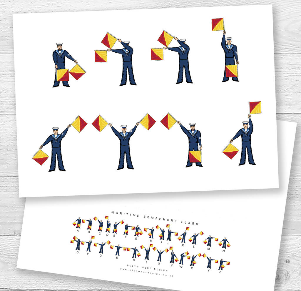 Good Luck Semaphore Flags Card, 1 of 2