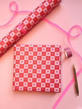 Luxury Checkered Heart, Valentine's Day Wrapping Paper, 7 of 9