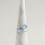 Handmade Open Adjustable Sterling Silver Rainbow Moonstone Ring, thumbnail 4 of 10
