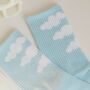 Kamal Blue Cloud Print Gender Neutral Ankle Socks, thumbnail 3 of 5