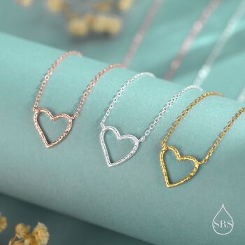 Sterling Silver Delicate Hammered Heart Necklace, 6 of 11
