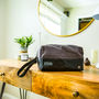Personalised Grey Canvas And Leather Wash Bag/Dopp Kit, thumbnail 1 of 8