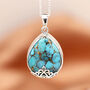 Sterling Silver Jali Copper Turquoise Necklace, thumbnail 1 of 12