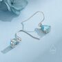 Sterling Silver Aquamarine Blue Cz Droplet Drop Earrings, thumbnail 3 of 12