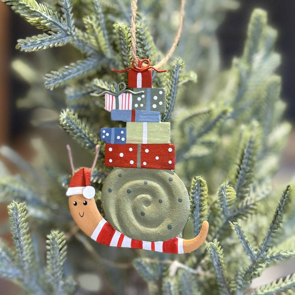 Personalised Snail With Presents Bauble, 1 of 2