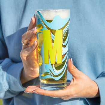 Personalised Marble Initial Printed Pint Glass, 3 of 7