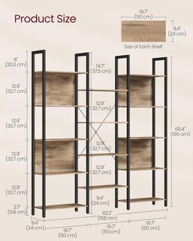 Bookcase Metal Frame Bookshelf Industrial Shelf Unit, 9 of 12