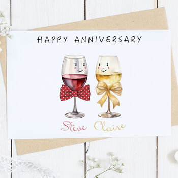 Personalised Anniversary Wine Glasses Card, 2 of 2