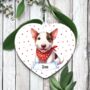 Personalised Bull Terrier Wearing A Red Bandana, thumbnail 1 of 2