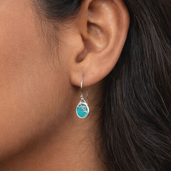 Sterling Silver Turquoise Flower Drop Earrings – 9mm, 3 of 7