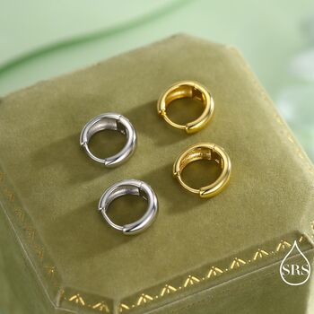 Sterling Silver Mini Chunky Hoop Earrings, 6 of 11