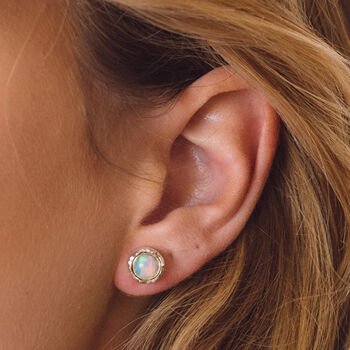 Maya Opal Stud Earrings Silver Or Gold Plated, 3 of 12