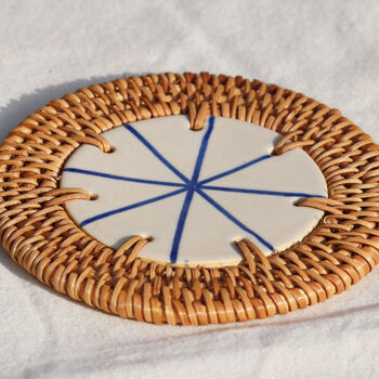 Handmade Ceramic And Rattan Coaster, 7 of 11