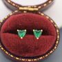 Sterling Silver Tiny Emerald Green Cz Heart Stud Earrings, thumbnail 3 of 12