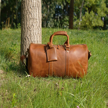 Vintage Look Genuine Leather Over Night Bag, 11 of 12