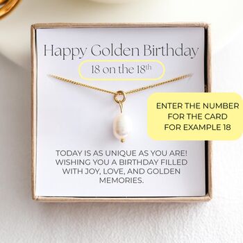 Golden Birthday Gift, Freshwater Pearl Necklace, Personalised Birthday Milestone, 8 of 8
