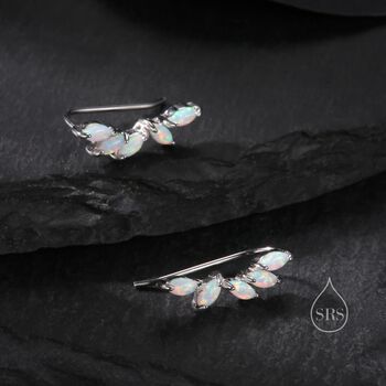 White Opal Marquise Cluster Crawler Earrings, 6 of 10