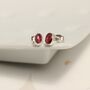 Garnet And Sterling Silver Oval Stud Earrings, thumbnail 4 of 7