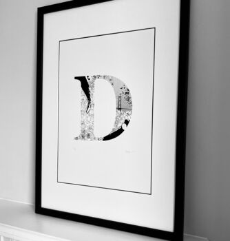 'Letter D' Linear Illustration Print, 3 of 6