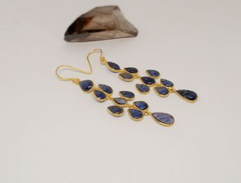 Iolite Gold Plated Sterling Silver Earrings, 2 of 6