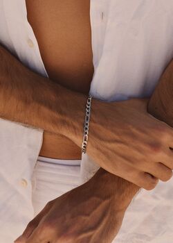 Silver 5mm Figaro Chain Bracelet Adjustable Minimal Gift, 2 of 6