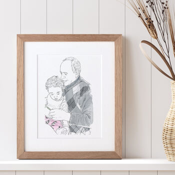 Personalised Watercolour Line Grandparent Portrait, 2 of 8