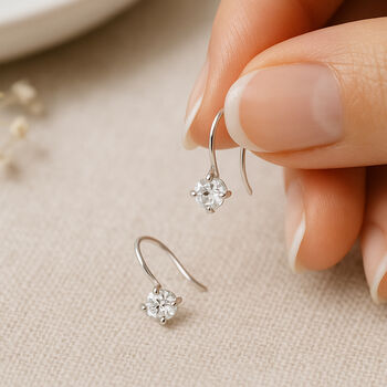 Sterling Silver W Rhodium Climber Snowflake CZ Stud Drop Earrings Gift Box PE25