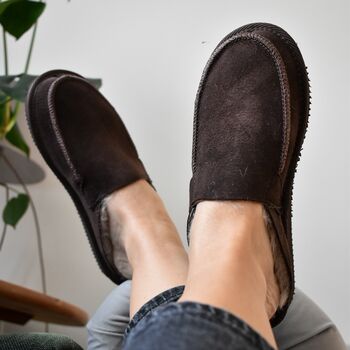 Sheepskin Slip On/ Mule Slippers Chocolate, 5 of 5