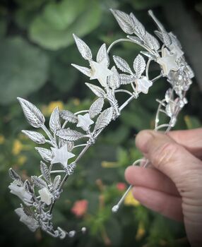 The Nova Crown Star Celestial Floral Crown Leaf Headpiece Flower Mother Of Pearl Shell, 5 of 9