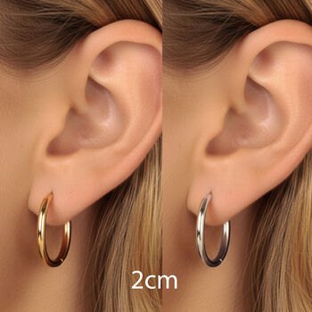 Silver Or Gold 12mm To 24mm Women's Solid Small Hoop Earrings, 8 of 11