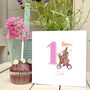 Personalised 1st Birthday Card – Bunny On Tricycle With Flowers, thumbnail 7 of 7