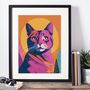 Pink Cat Portrait Illustration Art Print, thumbnail 3 of 4