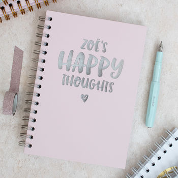 Personalised Happy Thoughts Foil Notebook, 4 of 10