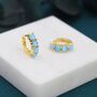 Sterling Silver Blue Opal Huggie Hoops, thumbnail 7 of 10