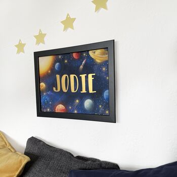 Personalised Space Gold Name Print, 3 of 7
