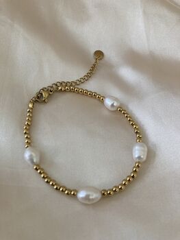 18 K Gold Plated Fresh Water Pearl Bracelet, 3 of 4