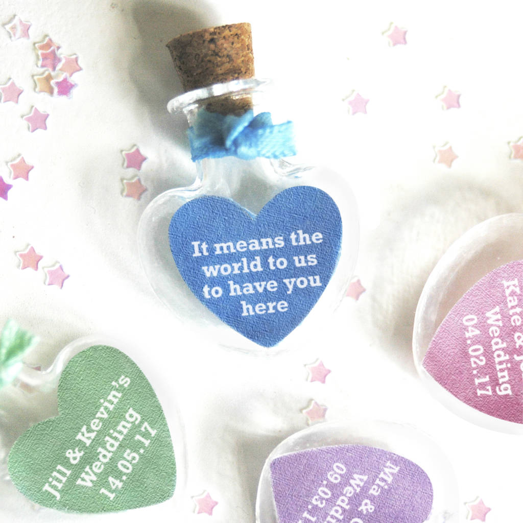 Personalised Wedding Favours Heart Bottles, 1 of 5