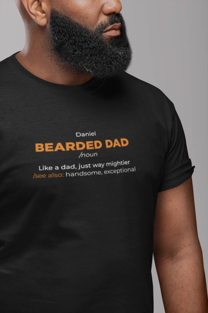 Bearded Dad Personalised Organic T Shirt, 1 of 3
