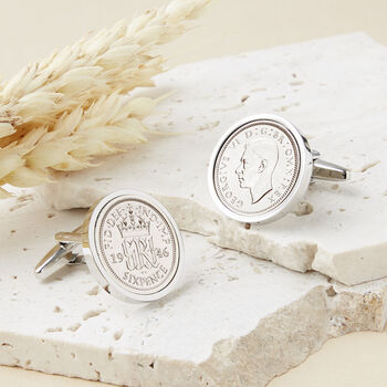 80th Birthday 1946 Sixpence Coin Cufflinks, 2 of 12