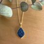 Blue Druzy Crystal 18k Gold Plated Necklace, thumbnail 3 of 5