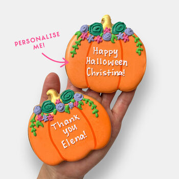 Personalised Floral Pumpkin Autumn Letterbox Iced Cookie, 2 of 11
