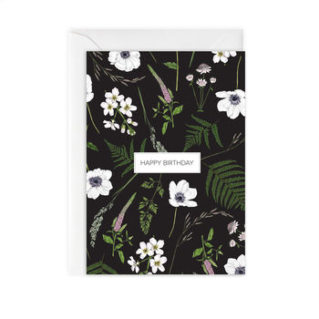 Wild Meadow 'Happy Birthday' Black Botanical Card, 2 of 2