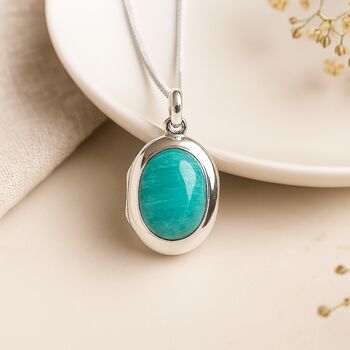 Personalised Sterling Silver Amazonite Locket, 3 of 11