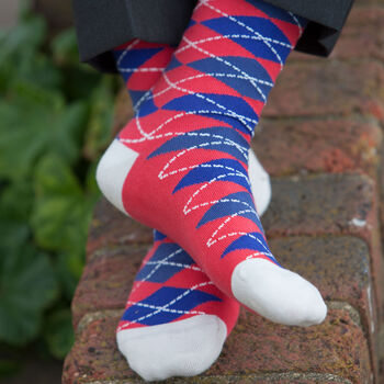 Burgess Burgundy And Argyle Crimson Men's Socks Bundle, 2 of 5